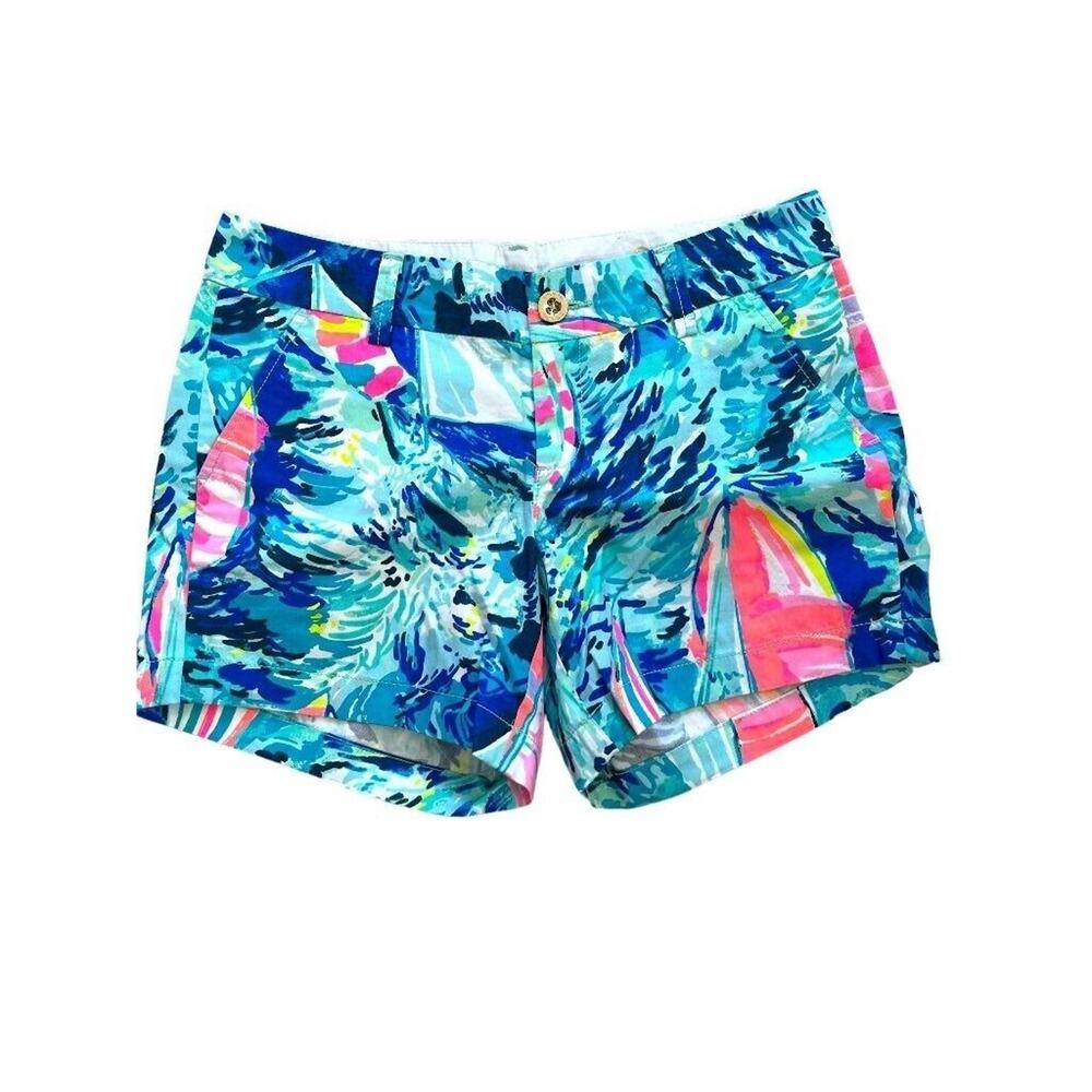 0 Lilly Pulitzer Hey Bay Bay Bright‎ Blue Shorts 5" Inseam